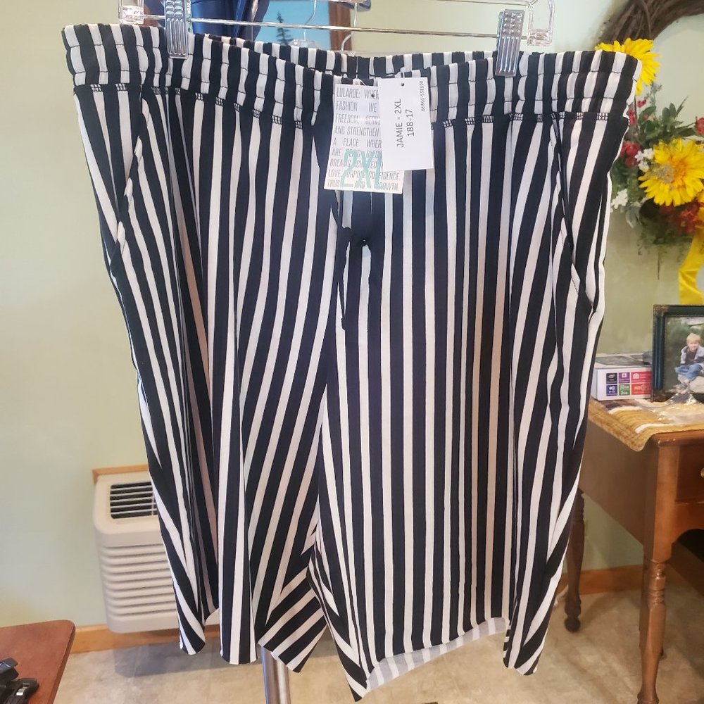 Lularoe Jamie shorts. Black and white stripes.